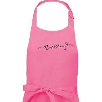 Kuchyňská zástěra Nevěsta bílé víno - Dámská zástěra na vaření - Univerzální velikost ( Růžová )