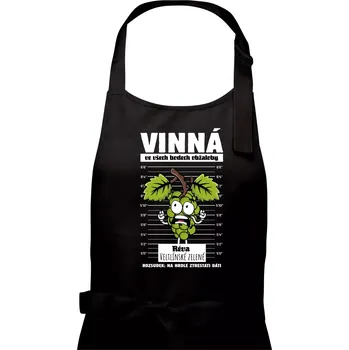 Kuchyňská zástěra Vinná réva odsouzena Veltlínské zelené - Dámská zástěra na vaření - Univerzální velikost ( Černá )