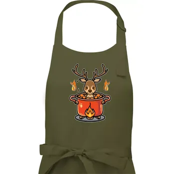 Kuchyňská zástěra Hrnec s jelenem - Dámská zástěra na vaření - Univerzální velikost ( Khaki )