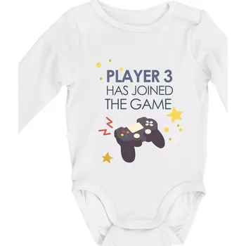 Kojenecký body Player 3 has joined the game - ovladač - Body kojenecké s dlouhým rukávem - Dlouhý r. do 3 měs ( Bílá )