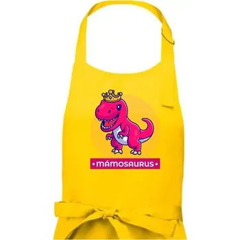 Kuchyňská zástěra Dinosauří rodina - máma - Dámská zástěra na vaření - Univerzální velikost ( Žlutá )