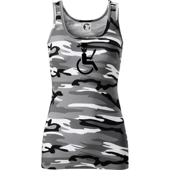 Dámské tričko Pirát vozíčkář - Dámské Maskáčové tílko - S ( Šedý maskáč )