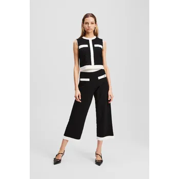 Dámské kalhoty KALHOTY KARL LAGERFELD CONTRAST KNIT PANTS BLACK