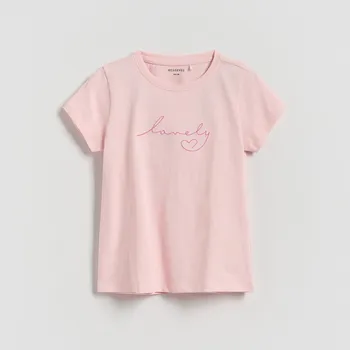 Reserved - Tričko s vyšívaným nápisem - růžová - 454FT-30X - 454FT-30X-158