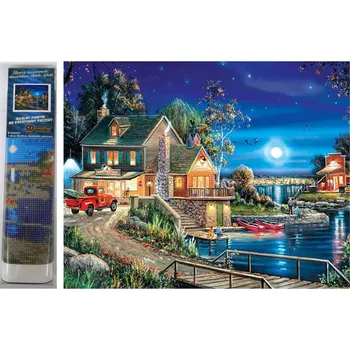 Výtvarná sada Norimpex Diamantové malování Dům u jezera 30x40cm