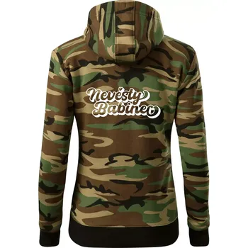 Dámská mikina Nevěsty babinec obrys - Dámská mikina trendy zipper s kapucí - XS ( Hnědý maskáč )