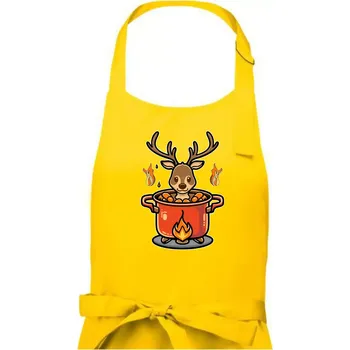 Kuchyňská zástěra Hrnec s jelenem - Dámská zástěra na vaření - Univerzální velikost ( Žlutá )