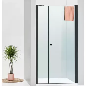 Sprchové dveře ALFA-V LINE Black, clear Sprchové dveře 100, jednokřídlé s pevnou stěnou v rovině, (65+40)