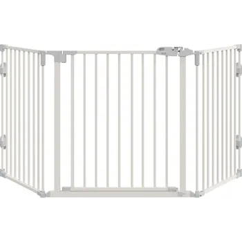 Dvířka pro psa PawHut Zábrana pro psy do dveří s brankou 203 x 76 cm bílá