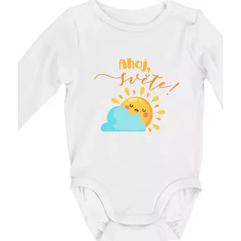 Ahoj, světe! - Body kojenecké s dlouhým rukávem - Dlouhý r. 3-6 měs ( Bílá )