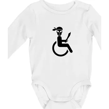 Pirát vozíčkář - Body kojenecké s dlouhým rukávem - Dlouhý r. do 3 měs ( Bílá )