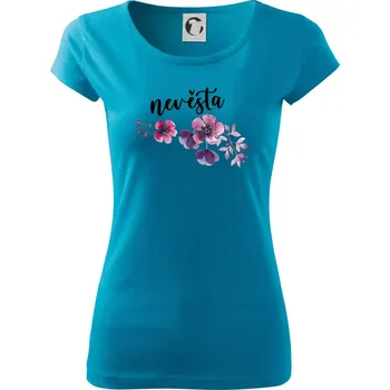 Dámské tričko Nevěsta květy růžové - Dámské triko Pure - XS ( Světlý tyrkys )