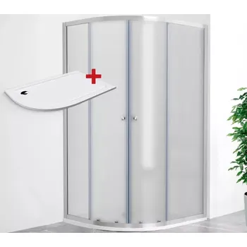 WellMall POINT AS ROCKY 120x80 Grape Pravý Asymetrický sprchový kout s mramorovou vaničkou sklo stříbrná