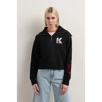Dámská mikina MIKINA KARL LAGERFELD KL X DISNEY 1/2 ZIP SWEATSHIRT BLACK