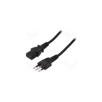 Napájecí kabel Kabel zástrčka CEI 23-50 (L),IEC C13 zásuvka PVC 1,8m černá