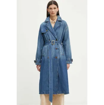 Dámský kabát Džínový kabát Levi's dámský, tmavomodrá barva, přechodný, dvouřadový, A8976 59X, vel. M