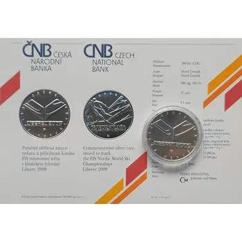 Česká mincovna 200 Kč 2009 Mistrovství světa v klasickém lyžování Liberec BK, pamětní stříbrná mince