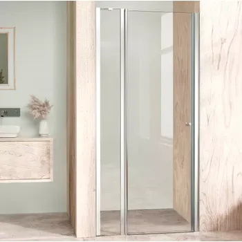 Sprchové dveře ALFA LINE Chrom 145 Čiré Sprchové dveře jednokřídlé s pevnou stěnou v rovině (85+60)