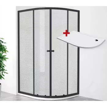 POINT AS BLACK ROCKY 120x80 Grape Levý Asymetrický sprchový kout s mramorovou vaničkou