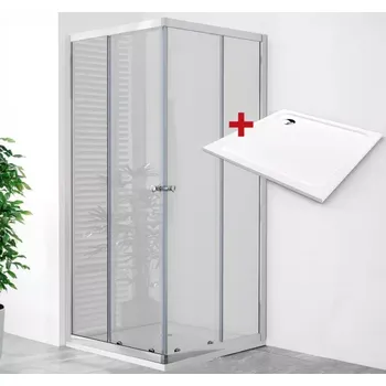 POINT Q ROCKY 80 Clear Čtvercový sprchový kout s mramorovou vaničkou