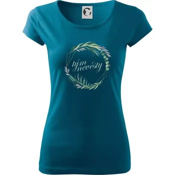 Dámské oblečení Tým nevěsty květinový kruh zelený - Dámské triko Pure - L ( Petrolejová )