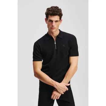 Pánský svetr SVETR KARL LAGERFELD KL SSLV ZIP UP POLO BLACK