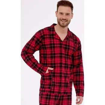 Pánské pyžamo Propínací pánské pyžamo Cornette Robin - bavlna Červená S