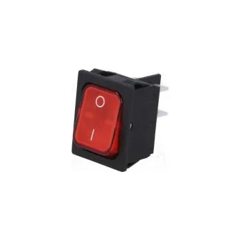 vypínač ROCKER DPST pol 2 OFF-ON 10A/250VAC červená IP40 100mΩ 1835