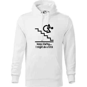 Pánská mikina Keep staring i might do a trick - Mikina pánská Cape s kapucí - 5XL ( Bílá )