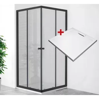 POINT Q BLACK HARD 90x90 Grape Čtvercový sprchový kout s mramorovou vaničkou