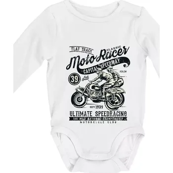 Moto Racer Classic - Body kojenecké s dlouhým rukávem - Dlouhý r. 3-6 měs ( Bílá )