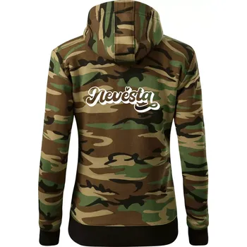 Dámská mikina Nevěsta obrys - Dámská mikina trendy zipper s kapucí - XS ( Hnědý maskáč )