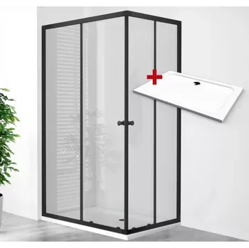 POINT BLACK ROCKY 120x80 Clear Obdélníkový sprchový kout s mramorovou vaničkou