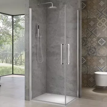 AVER DUE 95x95 Čiré Sprchová zástěna otevírací čtvercová