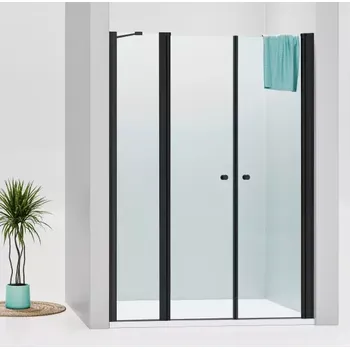 Sprchové dveře BETA LINE Black 115 Čiré Sprchové dveře dvoukřídlé s pevnou stěnou v rovině (95+20)