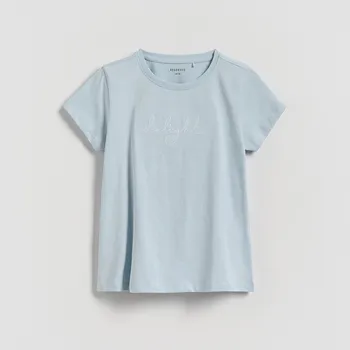 Reserved - Tričko s vyšívaným nápisem - bleděmodrá - 454FT-05X - 454FT-05X-122