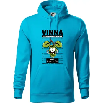 Pánská mikina Vinná réva odsouzena Ryzlink vlašský - Mikina pánská Cape s kapucí - 5XL ( Světlý tyrkys )
