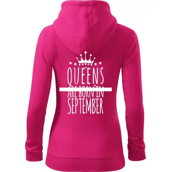 Dámská mikina Queens are born in September - Dámská mikina trendy zipper s kapucí - M ( Purpurová )