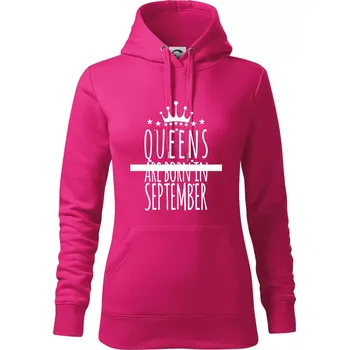 Dámská mikina Queens are born in September - Mikina dámská Cape s kapucí - XL ( Purpurová )