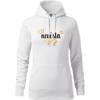 Dámská mikina Nevěsta princezna - zlatý potisk - Mikina dámská Cape s kapucí - XL ( Bílá )