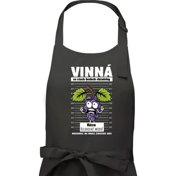 Kuchyňská zástěra Vinná réva odsouzena Rulandské modré - Pánská zástěra na vaření - Univerzální velikost ( Dřevěné uhlí )