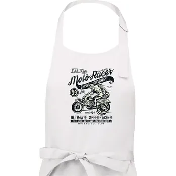 Kuchyňská zástěra Moto Racer Classic - Pánská zástěra na vaření - Univerzální velikost ( Bílá )