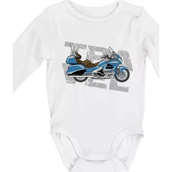 Kojenecký body Cestovní motorka Amerika modrá - Body kojenecké s dlouhým rukávem - Dlouhý r. do 3 měs ( Bílá )