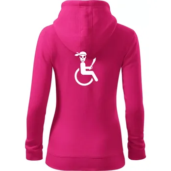 Dámská mikina Pirát vozíčkář - Dámská mikina trendy zipper s kapucí - XL ( Purpurová )