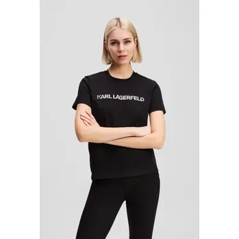 Dámské tričko TRIČKO KARL LAGERFELD ELONGATED LOGO T-SHIRT BLACK