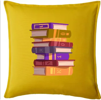 Polštář Knihomol stojící knihy - Polštář 50x50 - 50x50 - Pouze potah ( Žlutá )