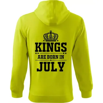Pánská móda Kings are born in July - Mikina s kapucí na zip trendy zipper - M ( Limetková )