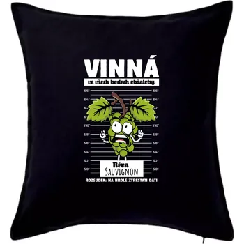 Polštář Vinná réva odsouzena Sauvignon - Polštář 50x50 - 50x50 - Pouze potah ( Černá )