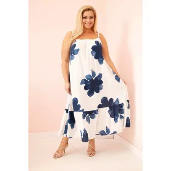Dámské šaty Dámské šaty na ramínka s volánem a květinovým potiskem džínová UNI