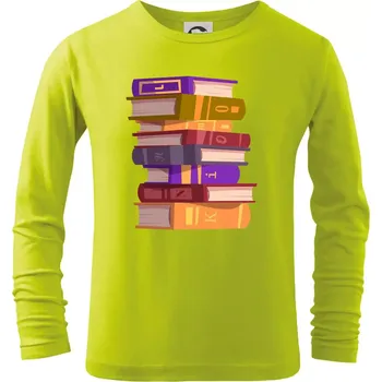 Dětská móda Knihomol stojící knihy - Triko dětské Long Sleeve - 158 cm/12 let ( Limetková )